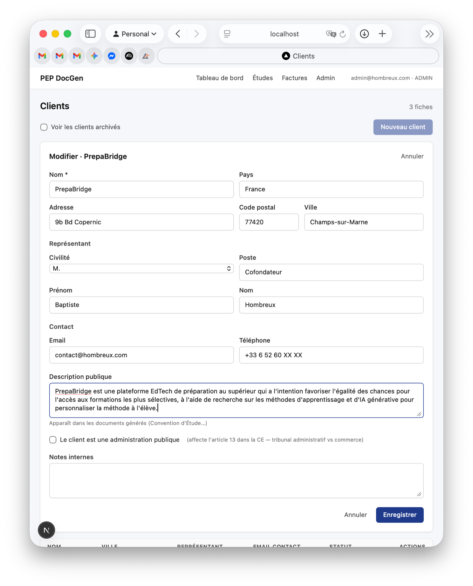 Pep-DocGen — new customer form