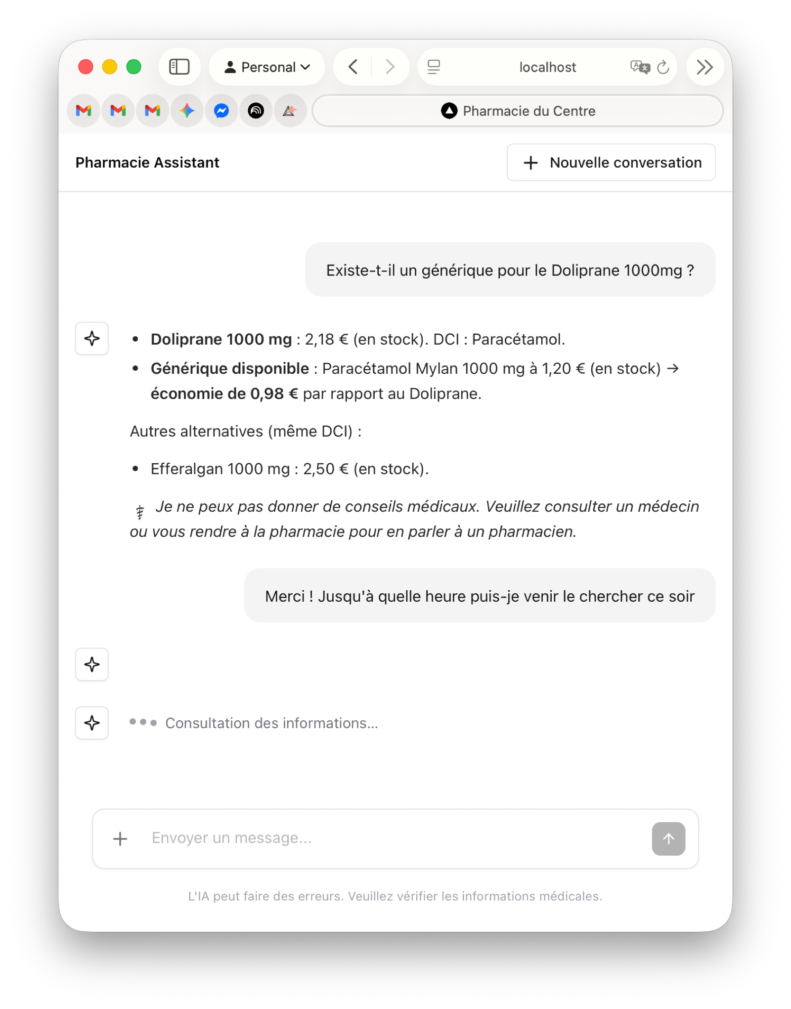 PharmAgent — chat interface