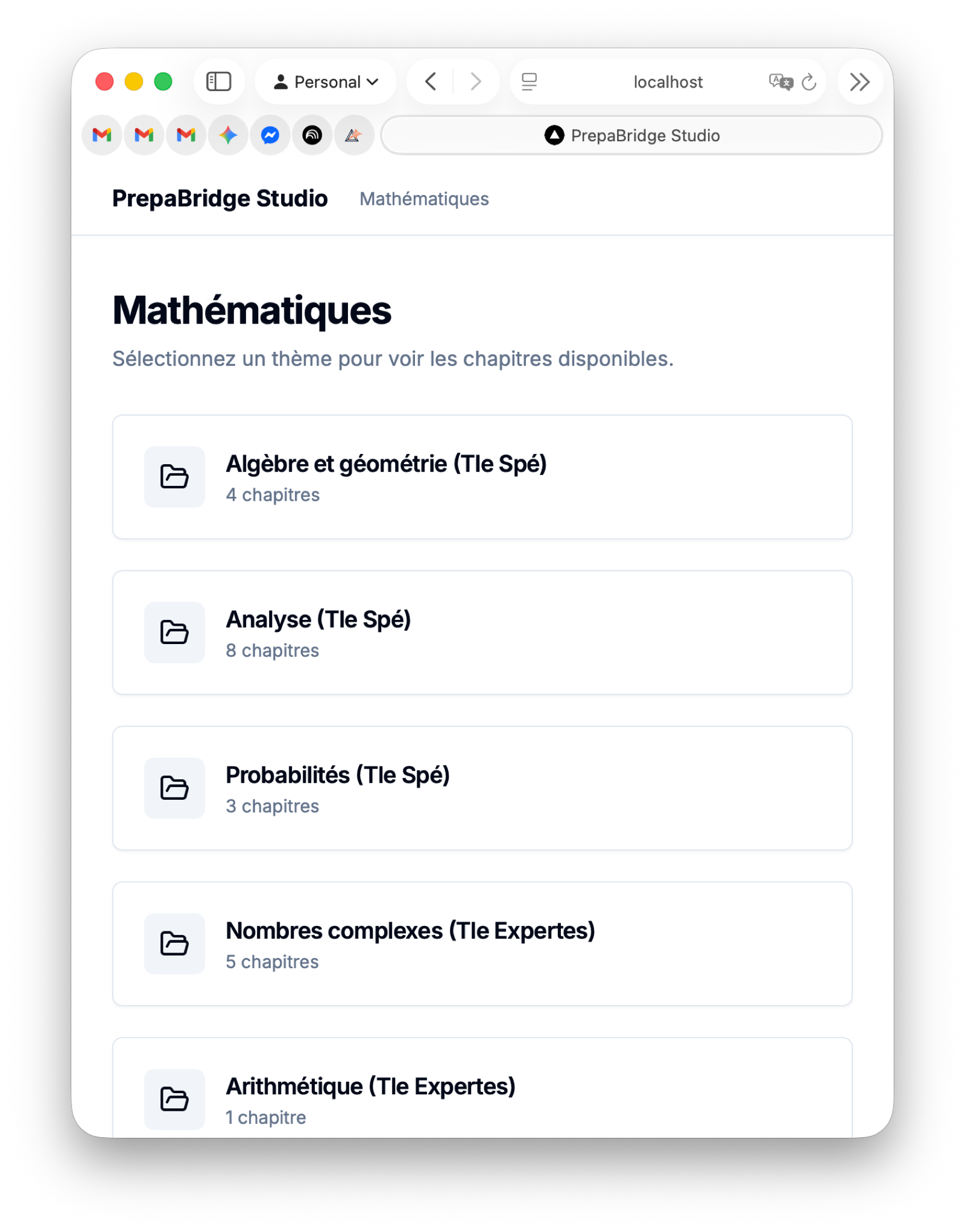 PrepaBridge Studio — courses overview
